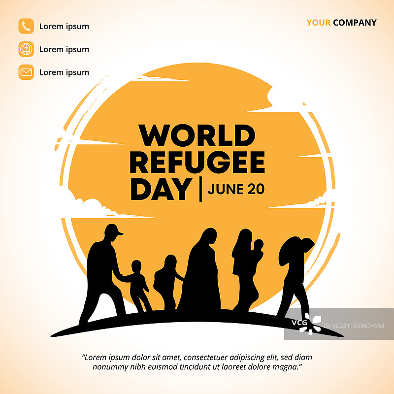 世界难民日与难民的剪影图片素材
