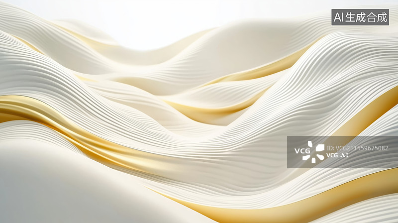 【AI数字艺术】金色和白色波浪线背景图片素材