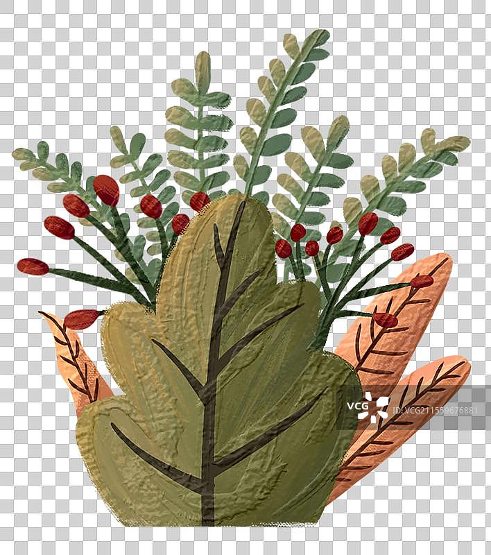 油画风格植物丛图片素材