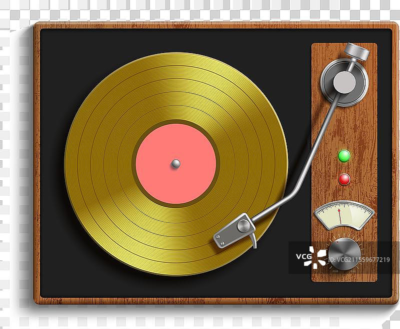 复古唱片机与复古黑胶唱片图片素材