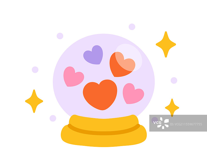 红色和粉色的水晶球中的涂鸦心形图案图片素材