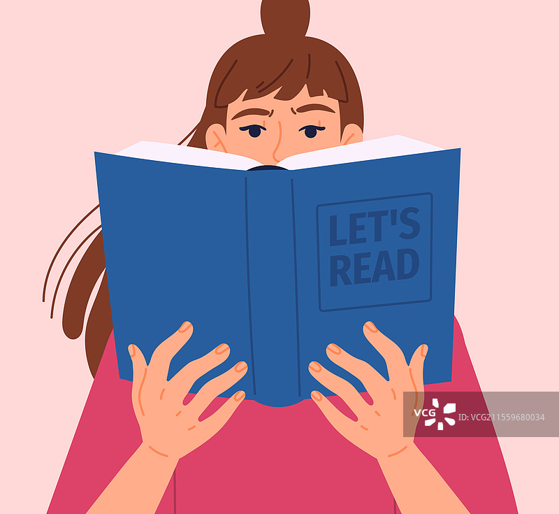 热爱阅读的概念，女人手持一本打开的书图片素材