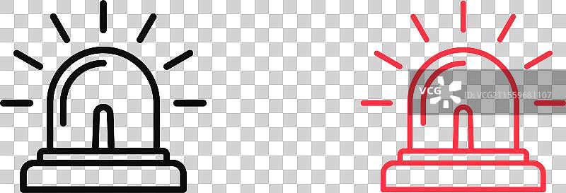 可编辑线条的警报灯图标轮廓图片素材