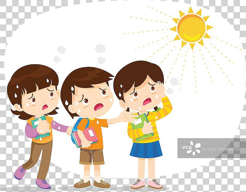 女孩因夏日阳光的炎热而口渴图片素材