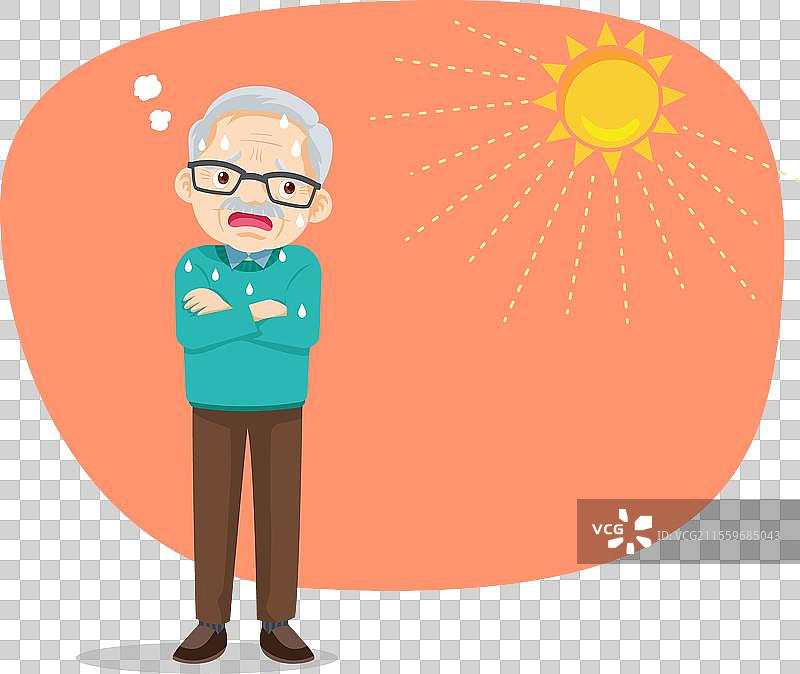 老人因夏日阳光的炎热而口渴图片素材