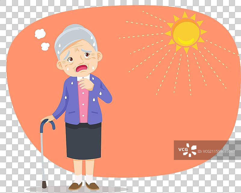 老人因夏日阳光的炎热而口渴图片素材