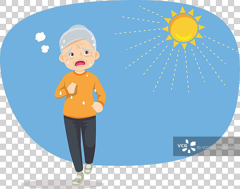 老人因夏日阳光的炎热而口渴图片素材