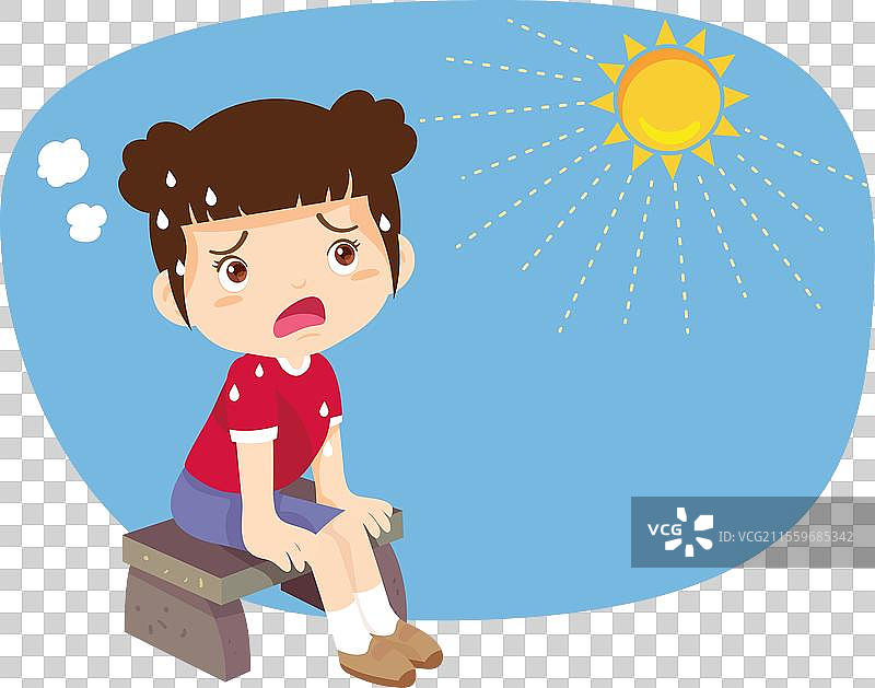女孩因夏日阳光的炎热而口渴图片素材
