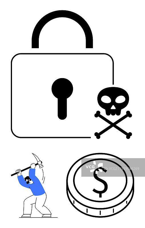 网络安全威胁、黑客风险和图片素材