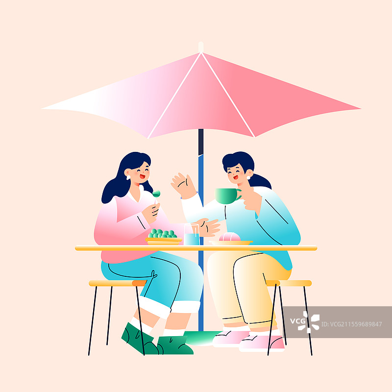 卡通春季春天露营野餐烧烤朋友青年学生闺蜜情侣户外郊游旅行自然风景生活娱乐休闲电商优惠背景渐变矢量插画图片素材