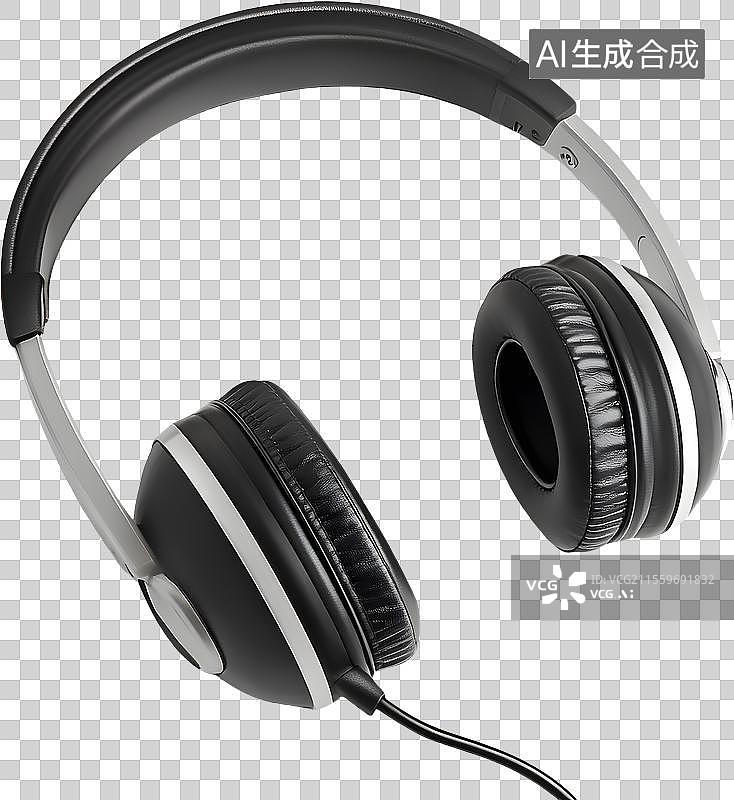【AI数字艺术】黑色头戴式耳机图片素材