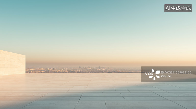 【AI数字艺术】空旷的城市天际线图片素材