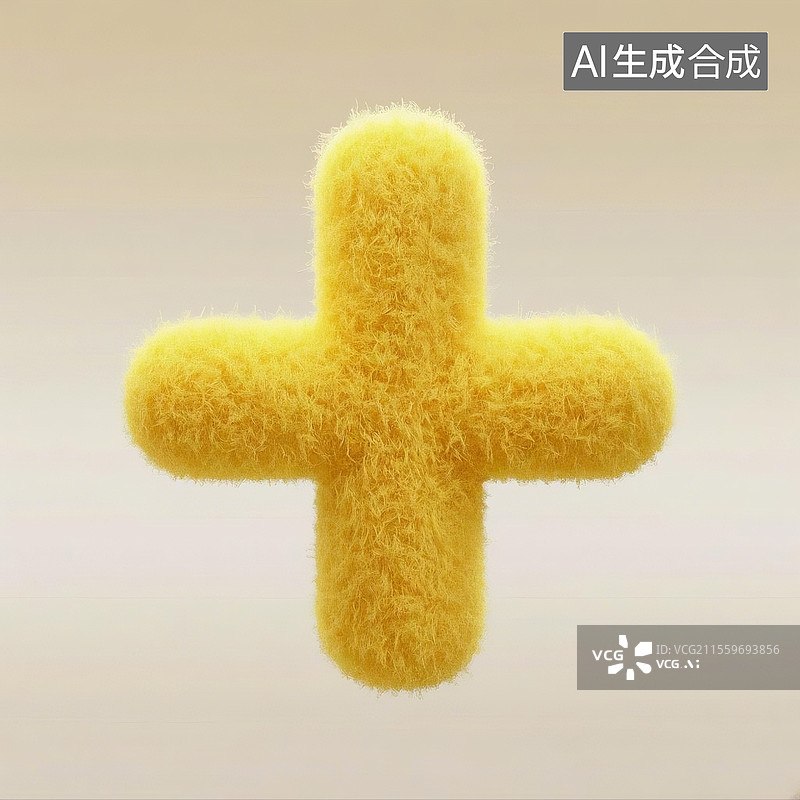 【AI数字艺术】3D卡通毛毡加号符号图片素材