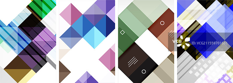 一套多彩的方形海报商业模板图片素材