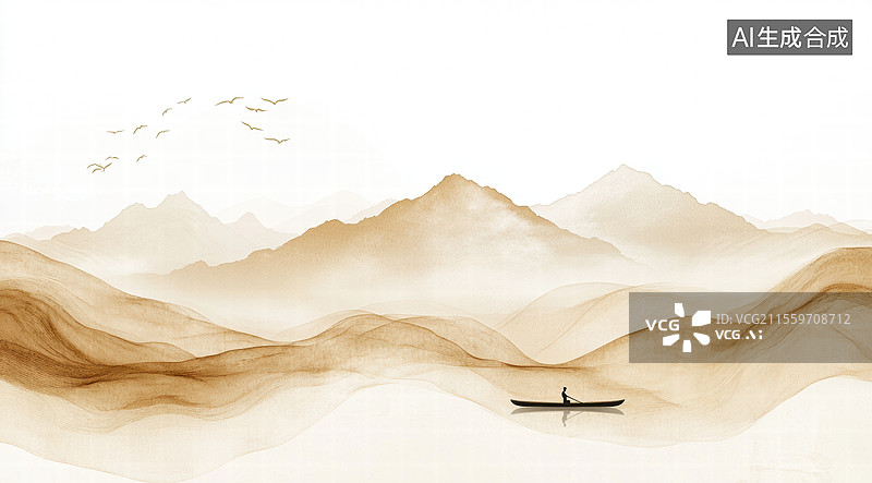 【AI数字艺术】静谧山水间图片素材