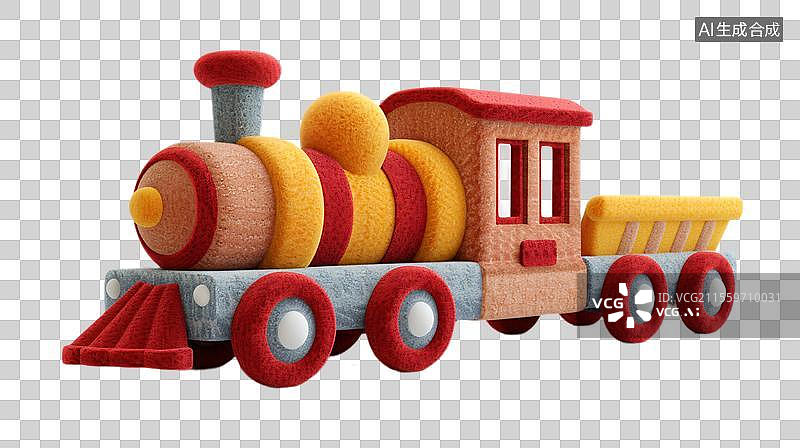 【AI数字艺术】糖果色小火车  毛毡风格的小火车图片素材