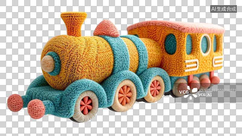 【AI数字艺术】糖果色小火车  毛毡风格的小火车图片素材