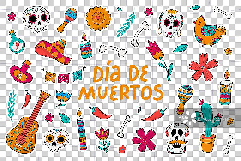 亡灵节贴纸合集图片素材