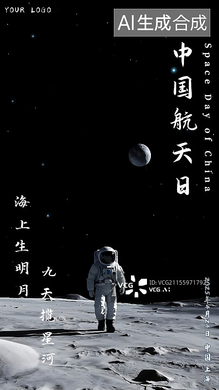 【AI数字艺术】宇宙航天太空主题中国航天日海报科技感海报图片素材