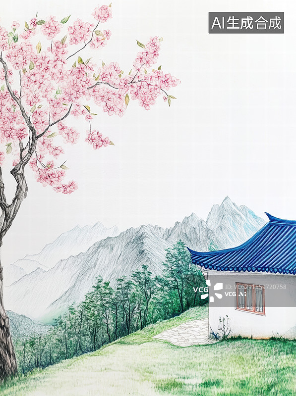 【AI数字艺术】田园春色图片素材