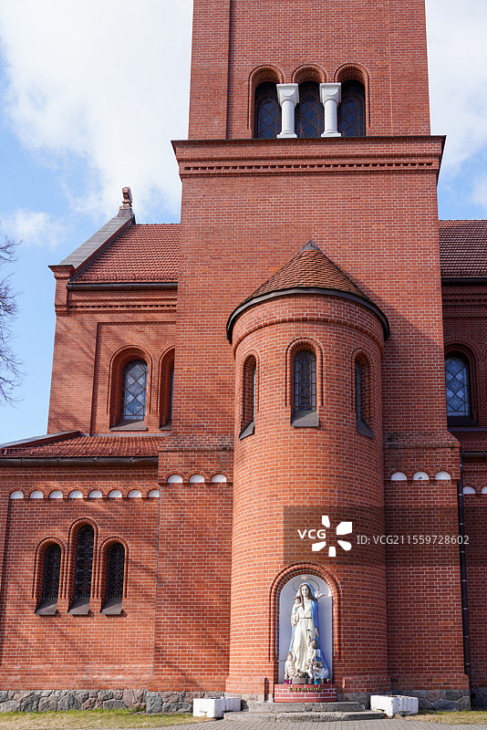 白俄罗斯 明斯克 圣西蒙和赫伦那教堂 红教堂图片素材