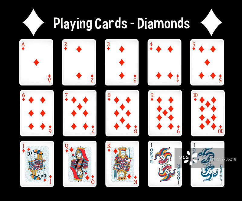 展示的方块花色扑克牌图片素材