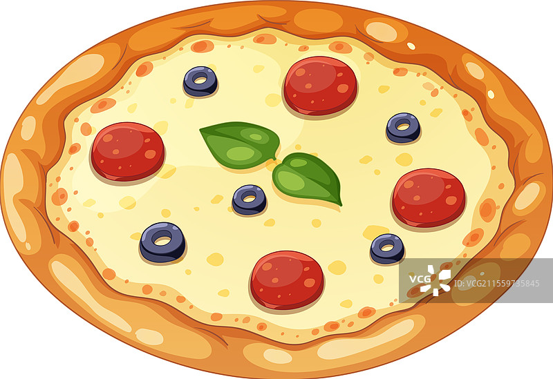 一份配有番茄和橄榄的披萨图片素材