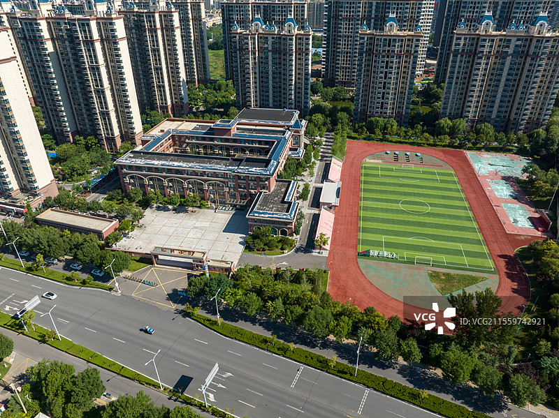 山东济南历城二中教育集团礼轩小学航拍图片素材