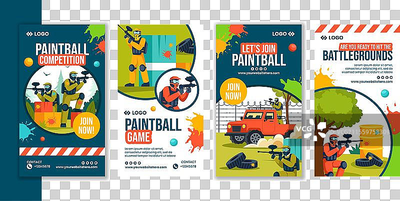 彩弹游戏社交媒体故事扁平卡通图像图片素材