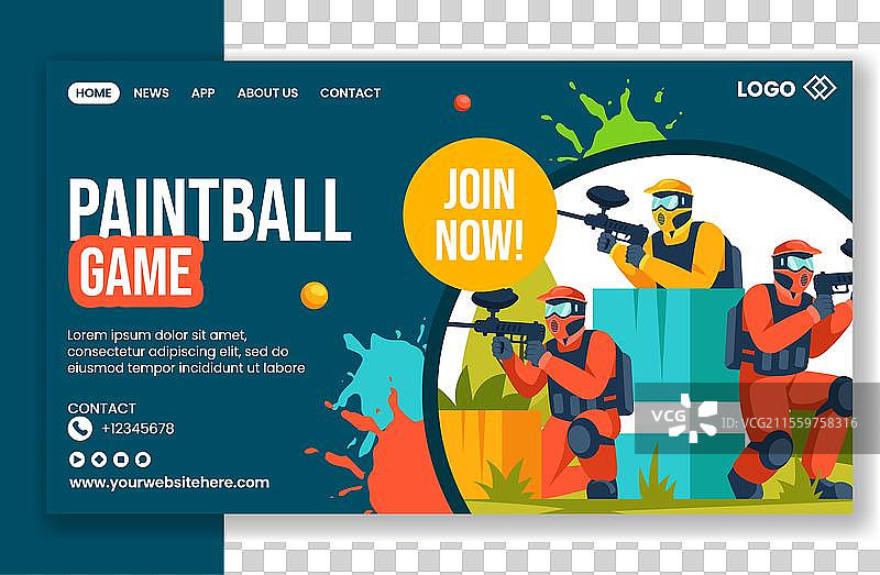 彩弹游戏社交媒体登陆页面卡通图像图片素材