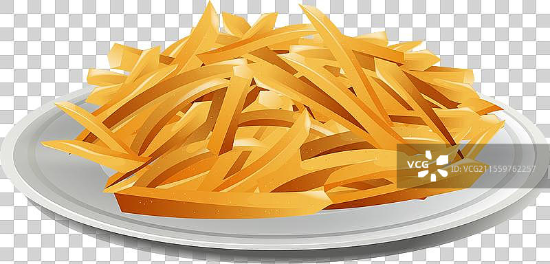 金黄酥脆的薯条放在白色盘子上图片素材