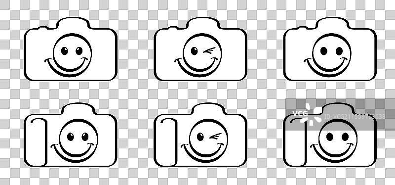 带有爱心符号的相机线条图案图片素材