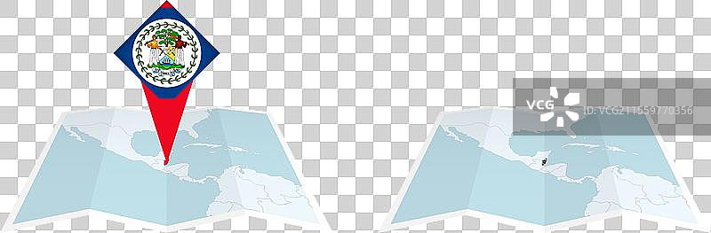 两种版本的伯利兹折叠地图，一种带有a图片素材