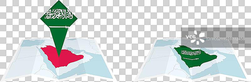两种版本的沙特阿拉伯折叠地图图片素材