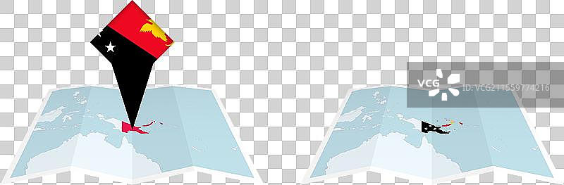 两种版本的巴布亚新几内亚折叠地图图片素材