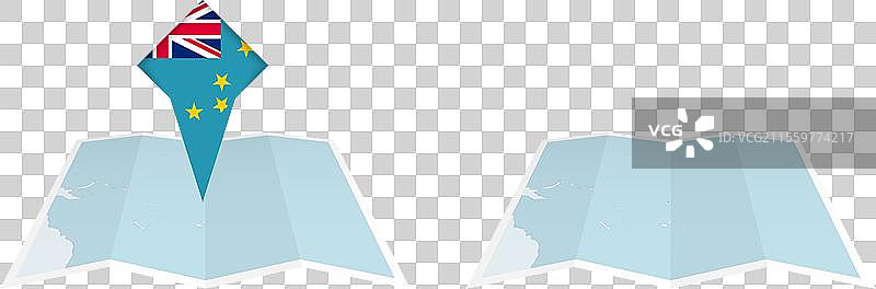 两种版本的图瓦卢折叠地图，一种带有a图片素材