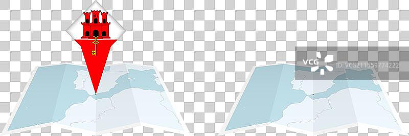 两种版本的直布罗陀折叠地图，一种带有图片素材