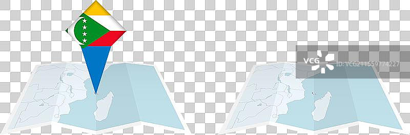 两种版本的科摩罗折叠地图，一种带有a图片素材