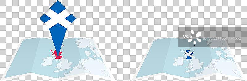 两种版本的苏格兰折叠地图，一种带有a图片素材
