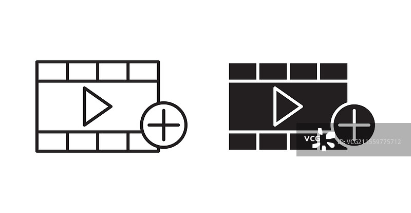 细线风格的视频图标集，用于网页设计图片素材
