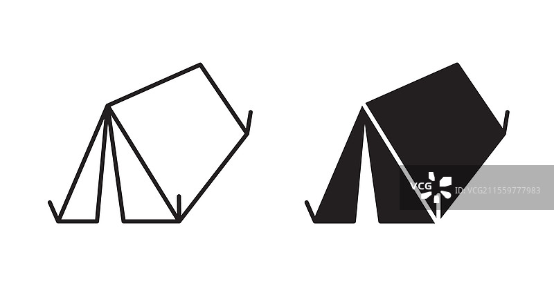 露营图标集，细线风格，适用于网页图片素材