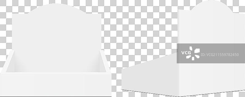 空的展示盒模型正面和背面视图图片素材