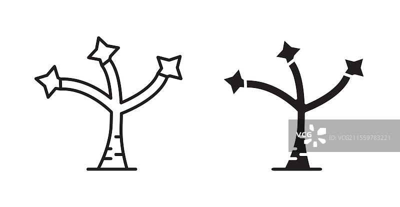 网络用细线风格的约书亚树图标集图片素材