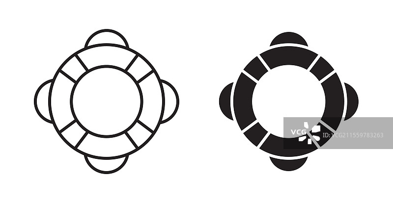 细线风格的救生圈图标集，用于网页设计图片素材