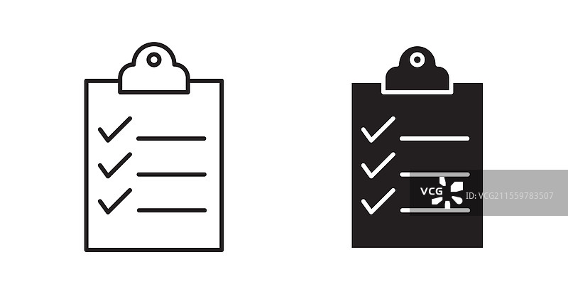 细线风格的网页列表检查图标集图片素材