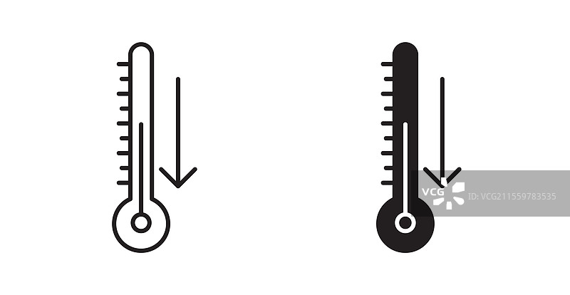 薄线风格的低温图标集，用于网页设计图片素材