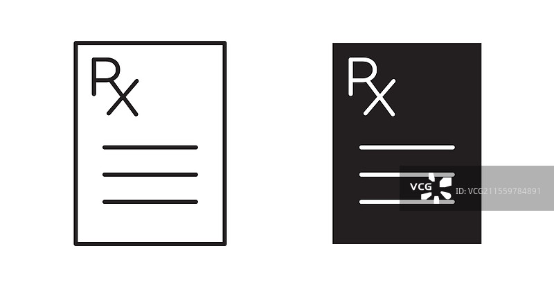 rx icon set in thin line for web图片素材