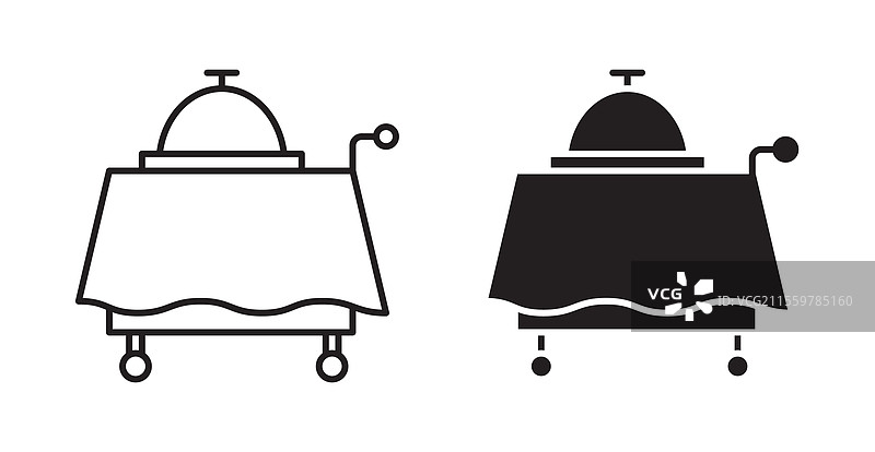 薄线风格的客房服务图标集，用于网页设计图片素材