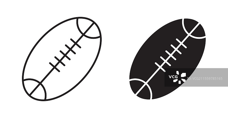 橄榄球图标集，采用细线风格，适用于网页图片素材