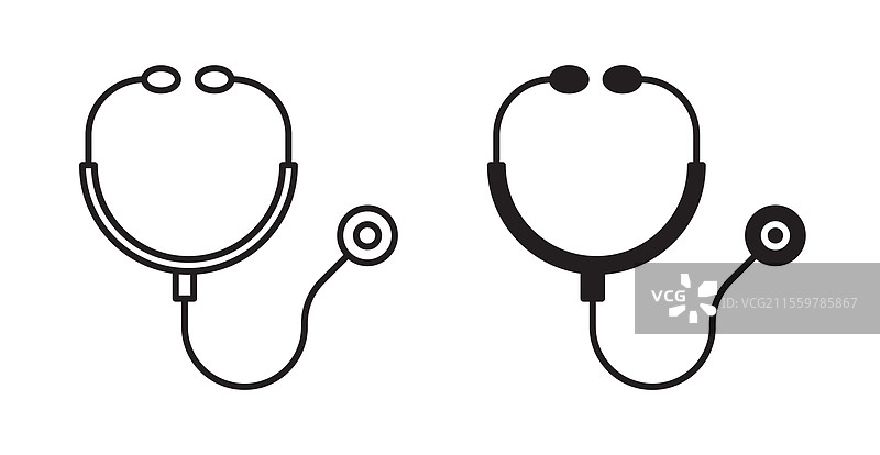 细线听诊器图标集，用于网页设计图片素材